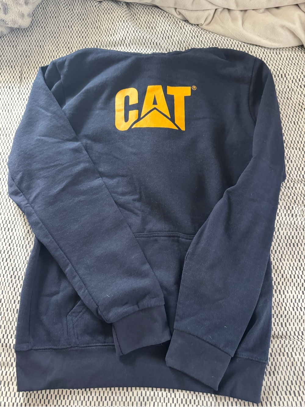 Caterpillar Navy Blue Sweatshirt with Yellow CAT Logo